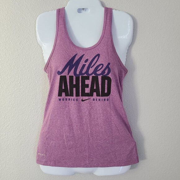 Nike dri-fit women's purple athletic running tank top "Miles Ahead" size XS - Picture 1 of 9